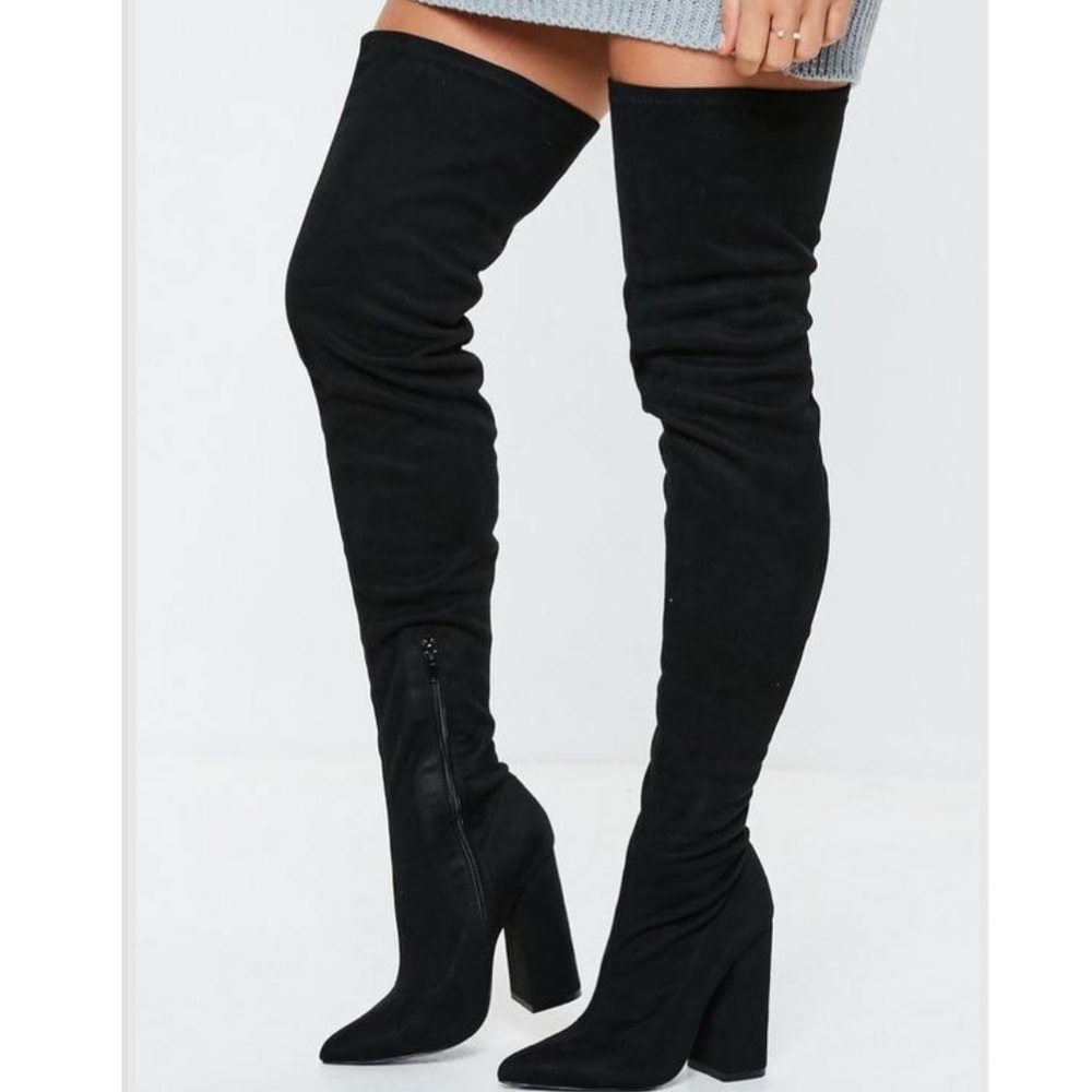 ❗️SALE❗️Black over the knee flared heeled boots
